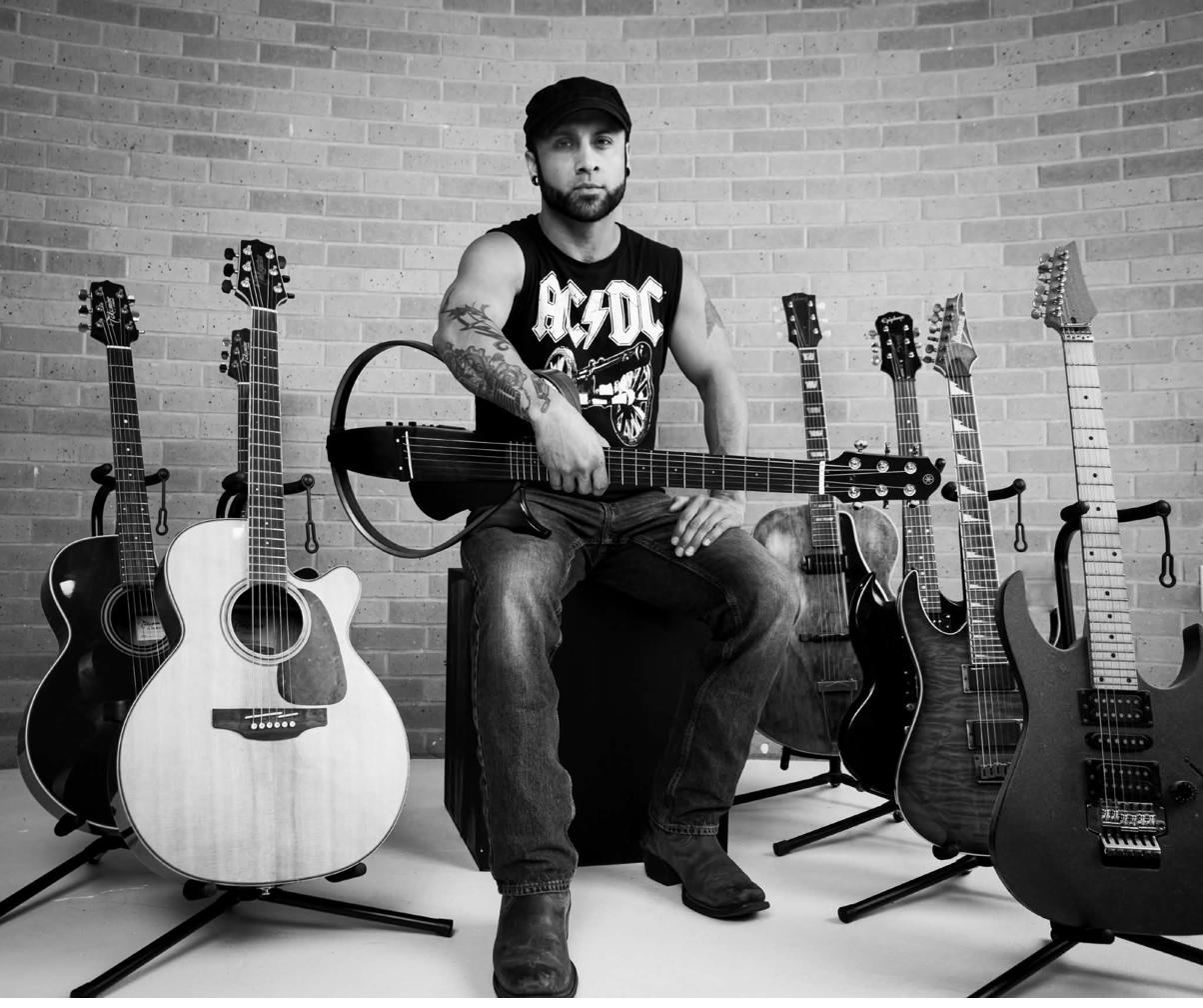 Robert Jericho with guitar collection